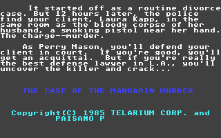 Perry Mason: The Case Of The Mandarin Murder screenshot 3 for Atari ST